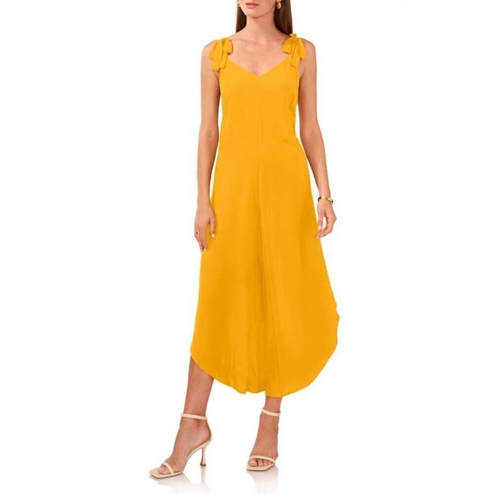 NWT Vince Camuto Tie Shoulder Asymmetric Crop Jumpsuit in Tuscan Sun
